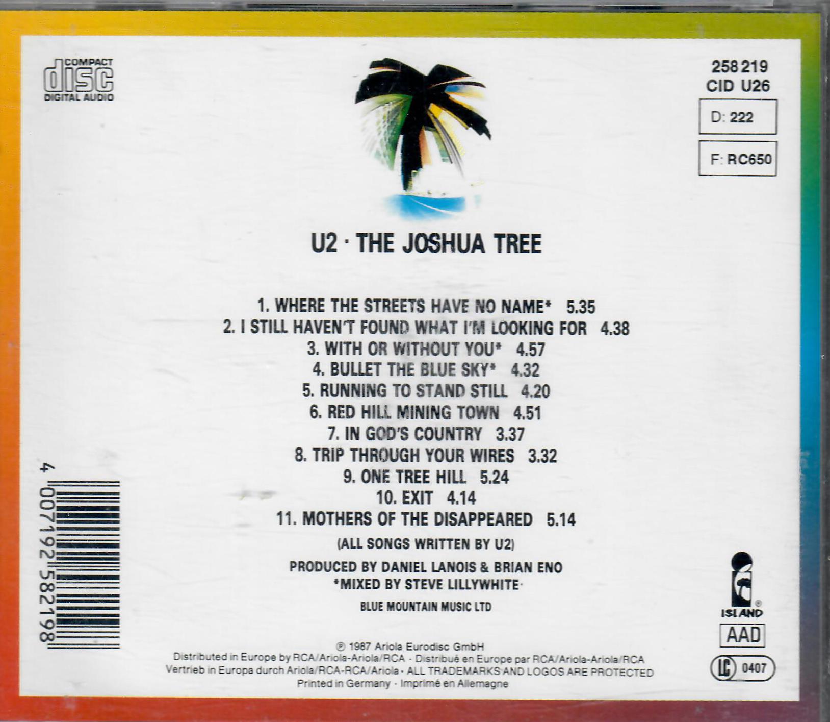 U2 - The Joshua Tree / CD - sehr guter Zustand