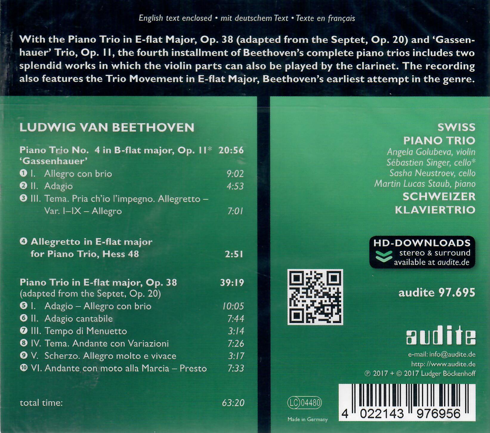 Swiss Piano Trio - Beethoven - Complete Works For Piano Trio Vol. IV / CD - neu & ovp Neuware 2