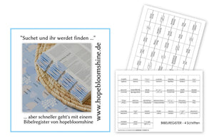 Bibelregister mit 4 Schriften & selbstklebend weiss: suchen & finden von hopebloomshine