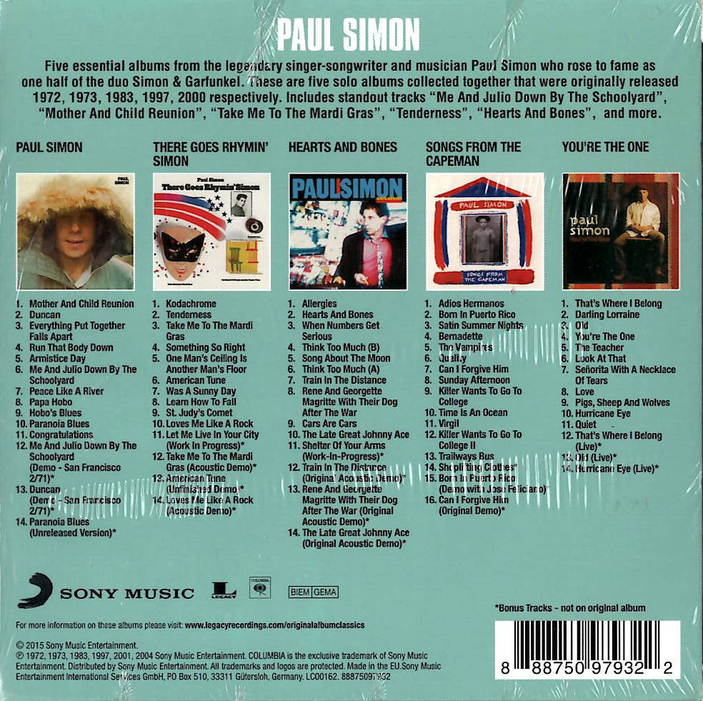 Paul Simon - Original Album Classics /  5 CD Sammlung im Cardsleeve - neu & ovp Neuware b